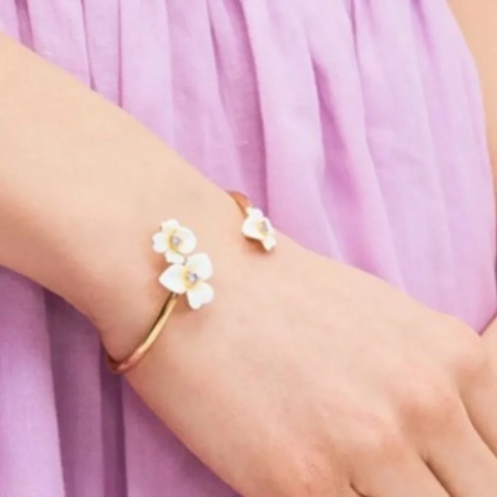$88 kate spade Precious Pansy Open Bangle Bracelet , Gold - Picture 2 of 10